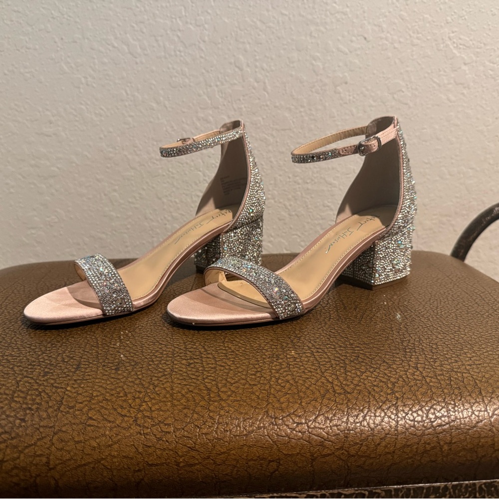 Betsey Johnson Glitter Block Heels in Silver
